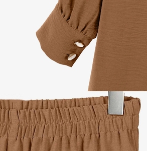 Conjunto de dos piezas para <span class=keywords><strong>mujer</strong></span> árabe musulmana, Camisa larga Irregular de Color sólido elegante y a la moda, <span class=keywords><strong>pantalones</strong></span> de pierna ancha, bata, Túnica de dos piezas, estilo árabe musulmán, para <span class=keywords><strong>mujer</strong></span> - Product Image 3