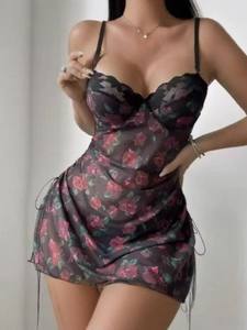 Новое ODM-платье: сексуальное, кружевное, из спандекса и сетки, с открытыми плечами, без спинки, с принтом, ночная сорочка, домашняя одежда - Product Image 6