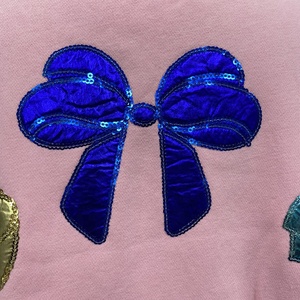 Custom Cute Metallic Fabric Sequin Bow <strong>Women's</strong> Hoodies Soft Sparkle Sequin Metallic Bow <strong>Christmas</strong> <strong>Women's</strong> <strong>Sweatshirts</strong> - Product Image 3