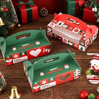 Boîte cadeau de Noël en carton blanc avec fenêtre transparente pour la veille de Noël, pour ranger les bonbons et les biscuits