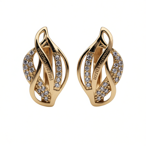 Pendientes de Diamantes Chapados en Oro Eternal Love, Joyería Fina de Lujo para Mujer, Corte Brillante Redondo, Uso Diario, Chapado en Oro de 18K - Product Image 1