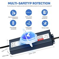 Alimentation LED 12V 5A 60W, transformateur LED étanche IP67 (AC 110-220V vers 12V/24V) avec prise 3 broches
