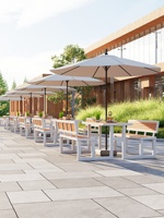 Ensemble de table à manger intégrée, cour, jardin, parc en plein air, chaises de loisirs imperméables, mobilier d'extérieur, tables de jardin de villa, chaises