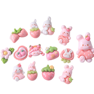 Caoh Mini lapin fraise jardin bricolage ongles autocollant matériaux colle accessoires faits à la main résine maison - Product Image 2