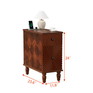 2 Drawer Modern Sofa Side Table Slim <strong>Nightstand</strong> for Living Room and Bedroom Home Furniture - Product Image 6