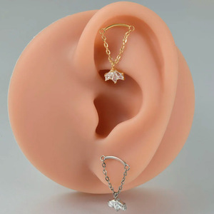Boucles d'oreilles en alliage de titane G23, pendentif en zircon, clous en forme de cœur pour piercing d'oreille ou de lèvre, bijoux ASTM F136 - Product Image 3