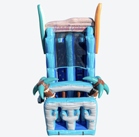 Toboggan aquatique gonflable double piste de 18 pieds, coloris Good Vibes Magenta, qualité commerciale pour activités de plein air