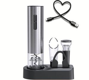 Professional Manufacturer Stainless Steel Lithium Rechargeable Electric Corkscrew Wine Bottle <b>Opener</b> Set Opening Pouring - Product Image 1