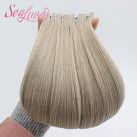 Extensions de cheveux naturels à bandes adhésives bleues, 100% Remy vierges, qualité usine