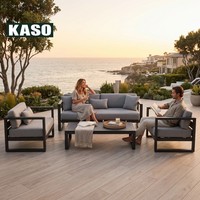 Ensemble de salon de jardin noir pour balcon, résistant à la décoloration et à la protection solaire, mobilier d'extérieur en gros sous marque privée
