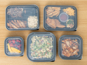 PP Plastic 4 Compartment Lunch Box,Black colour <b>Microwave</b> Safe Bento Container Heatable Food Storage Tray with <b>Lid</b> - Product Image 6