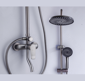 Nouvelle Conception Moderne – Panneaux de Douche en Cuivre Brossé Finition Laiton Gris – Accessoires de Salle de Bain à Jet Doux – <span class=keywords><strong>Installation</strong></span> Facile - Product Image 1