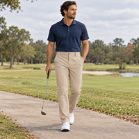 Celana Golf Pria Model Straight Fit Custom, Celana Anti Kusut Bahan Stretch OEM ODM Label Pribadi Pasokan Grosir