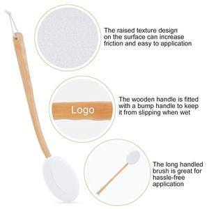 Brosse de bain pour <span class=keywords><strong>le</strong></span> corps autobronzant éponge longue poignée naturelle en bois EVA applicateur de lotion pour les pieds arrière - Product Image 2