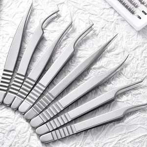 Janajnv nano fiber tip eye volume false lash tweezers with private label custom logo 90 degree professional eyelash tweezers