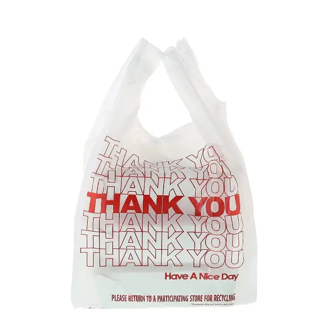 Thank You T Shirt Bags Shopping Bags Disposable White T Shirt Plastic Bags For Retail Grocery