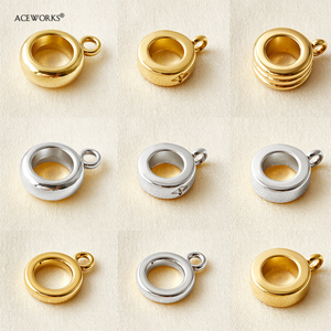 Charm Connector | Stainless Steel 18K PVD Gold Plated Bail Ring For European Charms Large Hole Beads Smooth Tube Slider Findings - Product Image 2
