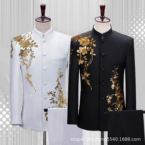 <span class=keywords><strong>Costume</strong></span> de Mariage <span class=keywords><strong>Homme</strong></span> de Haute Qualité, <span class=keywords><strong>Veste</strong></span> de <span class=keywords><strong>Costume</strong></span> Décontractée Style Chinois Moderne, <span class=keywords><strong>Veste</strong></span> de <span class=keywords><strong>Costume</strong></span> Zhongshan Noire, Boutonnage Simple pour Hommes - Product Image 2