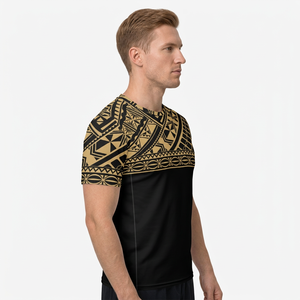 Maßgefertigtes Übergrößen-Herren-T-Shirt mit Chuuk-Flaggen-Druck, Rundhalsausschnitt, Kurzarm, Gestricktes Tee, Lässige Streetwear - Product Image 3