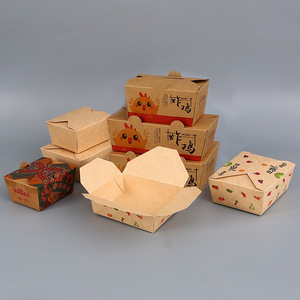 Fiambrera para llevar con logotipo personalizado, contenedor de comida rápida plegable desechable, caja de embalaje de papel Kraft marrón para ensalada de <span class=keywords><strong>sushi</strong></span> y pollo - Product Image 6
