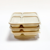 Boîte alimentaire jetable biodégradable en amidon de maïs à 4 compartiments