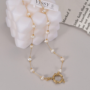 Collier à la mode en acier inoxydable <span class=keywords><strong>de</strong></span> style bohème en or 14 carats avec pendentif en <span class=keywords><strong>pierre</strong></span> naturelle <span class=keywords><strong>soleil</strong></span> et cœur-Collier chaîne <span class=keywords><strong>de</strong></span> perles - Product Image 5