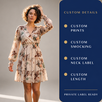 Robe Cache-Cœur en Mousseline Florale Personnalisée pour Femme, Col en V, Taille Froncée, Ourlet à Volants – Vente en Gros, Fabricant OEM/ODM, Marque Privée