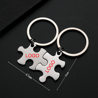Porte-clés puzzle vierge en acier inoxydable effet miroir, personnalisable par gravure laser et impression UV couleur, idéal pour logo personnalisé, cadeau souvenir pour couples et amoureux - Vente Flash