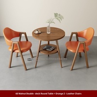 Ensemble table et 4 chaises en cuir de style nordique, luxe léger, simple et moderne, pour salle à manger, balcon et salon de thé, avec rangement