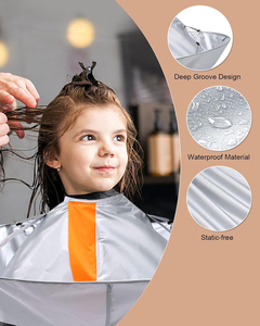 Capa de peluquería plegable DIY, impermeable, de poliéster, gris plateado, 60 cm, cómoda y portátil, para corte y recorte de cabello. - Product Image 2
