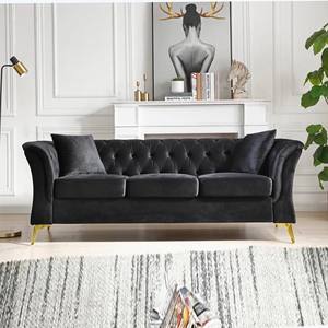 Canapé en tissu simple et moderne pour petit salon, style nordique, luxe léger, trois places, velours <span class=keywords><strong>français</strong></span> boutonné - Product Image 4