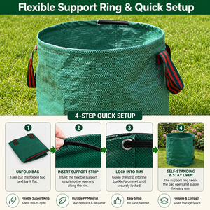 Bolsa de Jardín Resistente de 500L, Reutilizable, de Polipropileno Tejido, Recolector de Hojas, Bolsa de Basura para Jardín de Gran Capacidad con Asas - Product Image 5