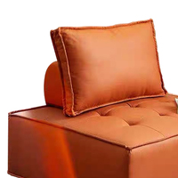 Canapé modulaire en PU orange avec coussin capitonné individuel, oreiller de dossier assorti et appui-tête, design combinable détachable pour salon