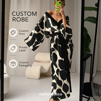 Magnifique Robe en Soie Polyester avec Bordure Élégante, Peignoir en Fausse Soie, Kimono Imprimé Sexy en Satin, Vêtement de Nuit pour Filles