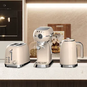 Kaffeemaschine Haushaltsgeräte-Sets Retro-Toaster Edelstahl elektrische Kaffeemaschine und Toaster-Set