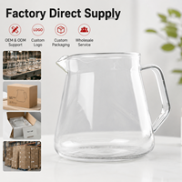 Carafe à café en verre borosilicate de haute qualité, 360 ml et 600 ml, transparente, pour le café filtre et le thé, vente en gros