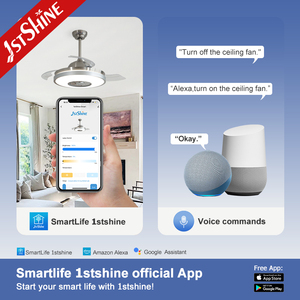 1stshine LED ventilador de techo lujoso y elegante RGB reproductor de música decorativo ventilador de techo invisible <span class=keywords><strong>con</strong></span> luz LED - Product Image 6