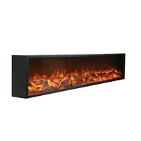2000mm de longue longueur décor pur effet de flamme Orange froid insérer un feu électrique large écran cheminée électrique intégrée