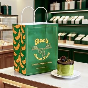 Customized Eco-Friendly Biodegradable Kraft Paper Disposable Recyclable Food Packaging <b>Bag</b> for Baking Bread Cakes Desserts - Product Image 5