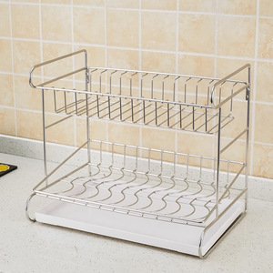 Japanese Style Draining Dish Rack 304 Stainless Steel With Tray Quick Dry Multipurpose Kitchen Storage Square Shape - Product Image 3
