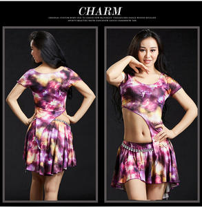 ELLE DANSES Nouveau Tie Dyed Oriental Costume De Danse Du Ventre Performance Formation Porter Top Jupe Pantalon De Sécurité pour Femmes Danseurs Du Ventre - Product Image 3
