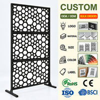 Paravent décoratif autoportant en métal thermolaqué noir, résistant aux intempéries, pour villa et jardin, vente en gros