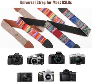 Sangle de caméra large en coton doux de Style vintage pour les photographes tissé réglable universel cou épaule bandoulière sangle - Product Image 3