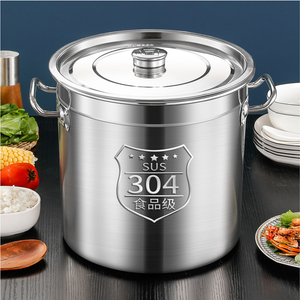 Nồi súp và nước dùng inox 304 siêu dày, dung tích lớn, dùng trong nhà hàng, sản xuất tại Trung Quốc, có nắp, có thể dùng làm thùng dầu. - Product Image 3