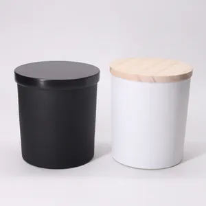 小号大10盎司玻璃罐哑光白色黑色蜡烛容器货柜批发散装出售