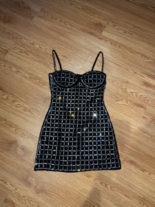 knee length dresses for ladies Undeniable Glamour Rhinestone Sheer Mesh Mini Dress