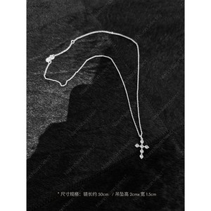 Fashion Pendant Necklace <b>Cross</b> Shape Cubic Zirconia Zinc Alloy Women's Everyday Wearing 50cm <b>Chain</b> 2cm Pendant Height - Product Image 3