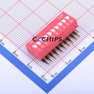 KH-BM2.54-10P-W DIP Switch Through hole Component (THT) Switch Flat Toggle, Raised Type 10 PC Pin 2.54mm - Product Image 1