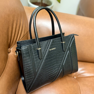 Women Vintage Waterproof Casual Tote Geometric Panel Two Top Handle Crossbody Bag with Removable <strong>Strap</strong> and Polyester Lining - Product Image 3