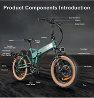 Nouveau Vélo Électrique Fat Tire 20 Pouces OEM, Moteur Haute Puissance 250W1000D, 7 Vitesses, Batterie 15AH, avec Porte-Bagages Arrière